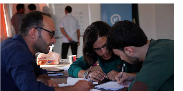 The Union of Syrian Media delivers training on press edition to youth in Azaz. The training aimed to better the situation of journalists in the opposition-held areas, Northern Aleppo, and foster better practices-August 2019. Credits:Union of Syrian Media 